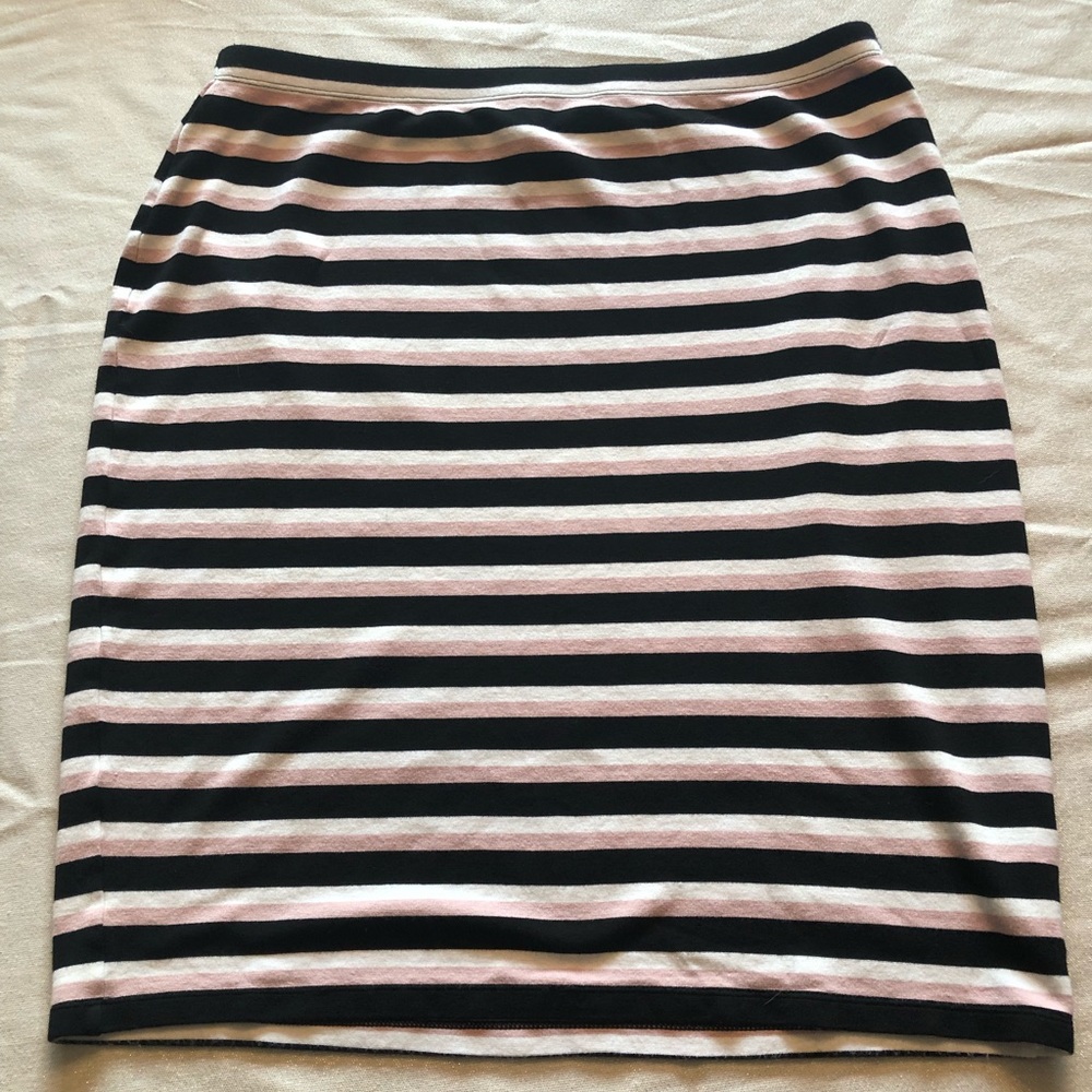 Max Studio black, blush pink & white stripe skirt